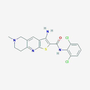 molecular formula C18H16Cl2N4OS B460126 3-amino-N-(2,6-dichlorophenyl)-6-methyl-7,8-dihydro-5H-thieno[2,3-b][1,6]naphthyridine-2-carboxamide CAS No. 387831-32-5