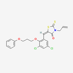 (5E)-5-[3,5-dichloro-2-(3-phenoxypropoxy)benzylidene]-3-(prop-2-en-1-yl)-2-thioxo-1,3-thiazolidin-4-one