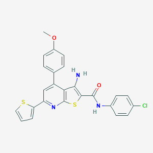molecular formula C25H18ClN3O2S2 B460128 3-amino-N-(4-chlorophenyl)-4-(4-methoxyphenyl)-6-(2-thienyl)thieno[2,3-b]pyridine-2-carboxamide CAS No. 445382-92-3