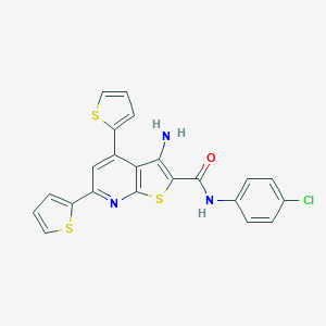 molecular formula C22H14ClN3OS3 B460129 3-amino-N-(4-chlorophenyl)-4,6-di(2-thienyl)thieno[2,3-b]pyridine-2-carboxamide 