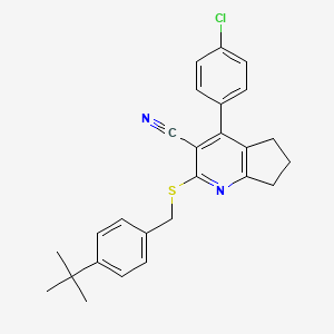 molecular formula C26H25ClN2S B4601312 2-{[(4-TERT-BUTYLPHENYL)METHYL]SULFANYL}-4-(4-CHLOROPHENYL)-5H,6H,7H-CYCLOPENTA[B]PYRIDINE-3-CARBONITRILE 