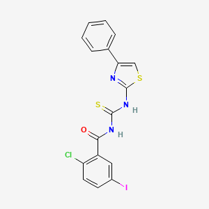 2-chloro-5-iodo-N-[(4-phenyl-1,3-thiazol-2-yl)carbamothioyl]benzamide