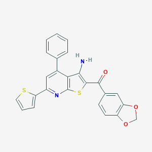 molecular formula C25H16N2O3S2 B460137 (3-Amino-4-phenyl-6-thien-2-ylthieno[2,3-b]pyridin-2-yl)(1,3-benzodioxol-5-yl)methanone CAS No. 489415-17-0