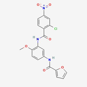 molecular formula C19H14ClN3O6 B4601391 N-[3-(2-CHLORO-4-NITROBENZAMIDO)-4-METHOXYPHENYL]FURAN-2-CARBOXAMIDE 