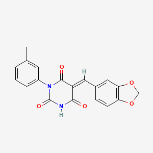 (5E)-5-(1,3-benzodioxol-5-ylmethylidene)-1-(3-methylphenyl)-1,3-diazinane-2,4,6-trione