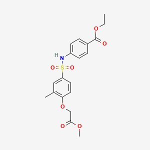 molecular formula C19H21NO7S B4601495 Ethyl 4-[[4-(2-methoxy-2-oxoethoxy)-3-methylphenyl]sulfonylamino]benzoate 