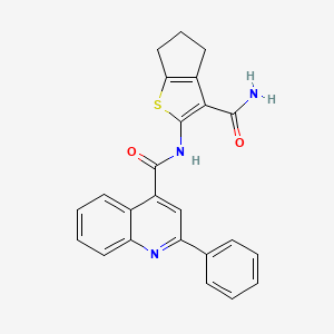 molecular formula C24H19N3O2S B4601506 N-{3-CARBAMOYL-4H,5H,6H-CYCLOPENTA[B]THIOPHEN-2-YL}-2-PHENYLQUINOLINE-4-CARBOXAMIDE 