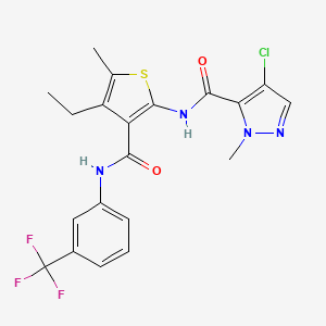 molecular formula C20H18ClF3N4O2S B4601524 4-chloro-N-[4-ethyl-5-methyl-3-({[3-(trifluoromethyl)phenyl]amino}carbonyl)-2-thienyl]-1-methyl-1H-pyrazole-5-carboxamide 