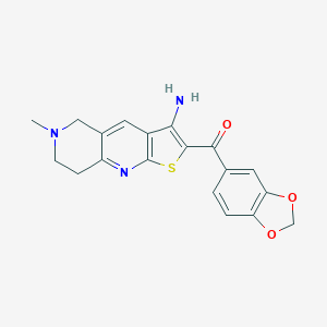 molecular formula C19H17N3O3S B460156 (3-Amino-6-methyl-5,6,7,8-tetrahydrothieno[2,3-b][1,6]naphthyridin-2-yl)(1,3-benzodioxol-5-yl)methanone 