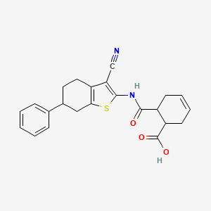 molecular formula C23H22N2O3S B4601642 6-[(3-Cyano-6-phenyl-4,5,6,7-tetrahydro-1-benzothiophen-2-yl)carbamoyl]cyclohex-3-ene-1-carboxylic acid 