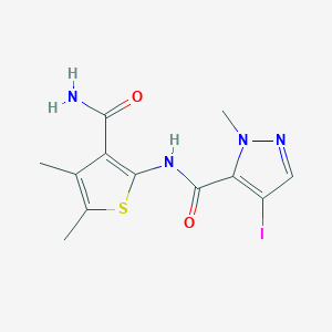 molecular formula C12H13IN4O2S B4601667 N-[3-(aminocarbonyl)-4,5-dimethyl-2-thienyl]-4-iodo-1-methyl-1H-pyrazole-5-carboxamide 