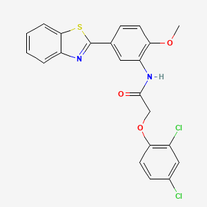 molecular formula C22H16Cl2N2O3S B4601693 N-[5-(1,3-benzothiazol-2-yl)-2-methoxyphenyl]-2-(2,4-dichlorophenoxy)acetamide 