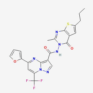 molecular formula C22H17F3N6O3S B4601733 5-(2-FURYL)-N-[2-METHYL-4-OXO-6-PROPYLTHIENO[2,3-D]PYRIMIDIN-3(4H)-YL]-7-(TRIFLUOROMETHYL)PYRAZOLO[1,5-A]PYRIMIDINE-3-CARBOXAMIDE 