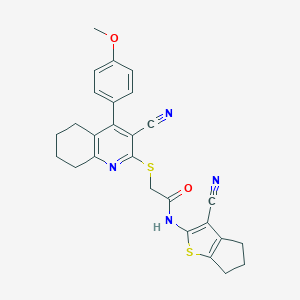 B460175 N-(3-cyano-5,6-dihydro-4H-cyclopenta[b]thiophen-2-yl)-2-[[3-cyano-4-(4-methoxyphenyl)-5,6,7,8-tetrahydroquinolin-2-yl]sulfanyl]acetamide CAS No. 445383-31-3