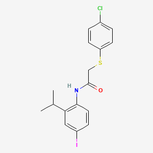 2-[(4-chlorophenyl)thio]-N-(4-iodo-2-isopropylphenyl)acetamide