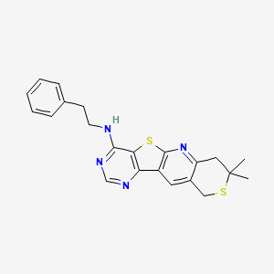 5,5-dimethyl-N-(2-phenylethyl)-6,17-dithia-2,12,14-triazatetracyclo[8.7.0.03,8.011,16]heptadeca-1(10),2,8,11(16),12,14-hexaen-15-amine