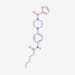 N-{4-[4-(2-furoyl)-1-piperazinyl]phenyl}hexanamide