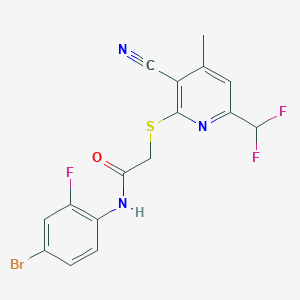 molecular formula C16H11BrF3N3OS B4601834 N~1~-(4-BROMO-2-FLUOROPHENYL)-2-{[3-CYANO-6-(DIFLUOROMETHYL)-4-METHYL-2-PYRIDYL]SULFANYL}ACETAMIDE 