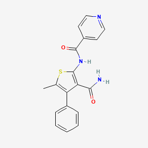 molecular formula C18H15N3O2S B4601891 N-(3-carbamoyl-5-methyl-4-phenylthiophen-2-yl)pyridine-4-carboxamide 