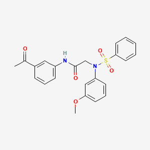 molecular formula C23H22N2O5S B4602041 N-(3-acetylphenyl)-2-[N-(benzenesulfonyl)-3-methoxyanilino]acetamide 