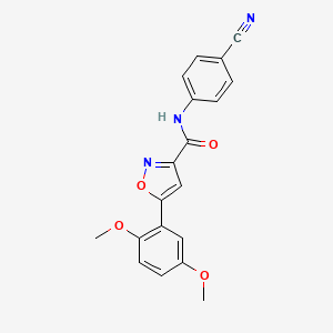 molecular formula C19H15N3O4 B4602090 N-(4-cyanophenyl)-5-(2,5-dimethoxyphenyl)-3-isoxazolecarboxamide 