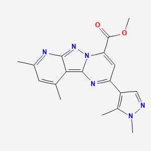 methyl 4-(1,5-dimethylpyrazol-4-yl)-11,13-dimethyl-3,7,8,10-tetrazatricyclo[7.4.0.02,7]trideca-1,3,5,8,10,12-hexaene-6-carboxylate