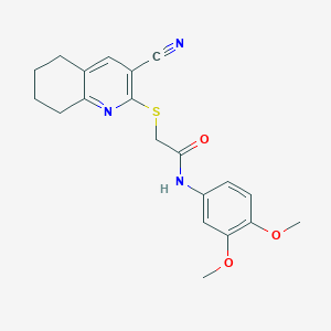 molecular formula C20H21N3O3S B460213 2-[(3-cyano-5,6,7,8-tetrahydroquinolin-2-yl)sulfanyl]-N-(3,4-dimethoxyphenyl)acetamide 