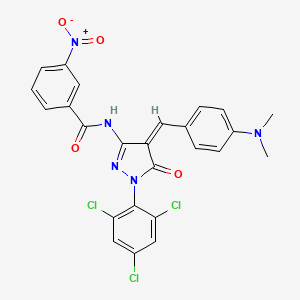 N-[4-[4-(dimethylamino)benzylidene]-5-oxo-1-(2,4,6-trichlorophenyl)-4,5-dihydro-1H-pyrazol-3-yl]-3-nitrobenzamide