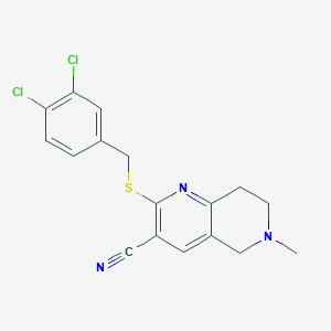 molecular formula C17H15Cl2N3S B460217 2-[(3,4-Dichlorobenzyl)sulfanyl]-6-methyl-5,6,7,8-tetrahydro-1,6-naphthyridine-3-carbonitrile CAS No. 496804-86-5