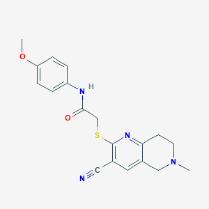 molecular formula C19H20N4O2S B460218 2-[(3-cyano-6-methyl-7,8-dihydro-5H-1,6-naphthyridin-2-yl)sulfanyl]-N-(4-methoxyphenyl)acetamide 