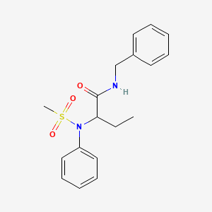 molecular formula C18H22N2O3S B4602187 N-benzyl-2-[(methylsulfonyl)(phenyl)amino]butanamide 