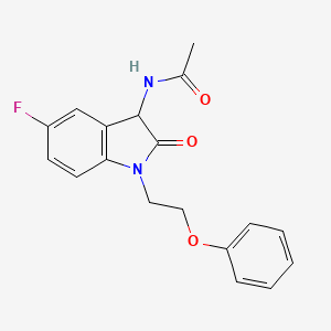 N-[5-fluoro-2-oxo-1-(2-phenoxyethyl)-2,3-dihydro-1H-indol-3-yl]acetamide