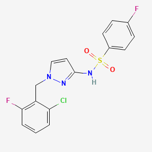 molecular formula C16H12ClF2N3O2S B4602217 N~1~-[1-(2-CHLORO-6-FLUOROBENZYL)-1H-PYRAZOL-3-YL]-4-FLUORO-1-BENZENESULFONAMIDE 