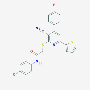 molecular formula C25H18FN3O2S2 B460222 2-{[3-cyano-4-(4-fluorophenyl)-6-(2-thienyl)-2-pyridinyl]sulfanyl}-N-(4-methoxyphenyl)acetamide 