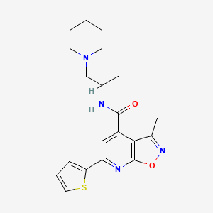 molecular formula C20H24N4O2S B4602233 3-METHYL-N-(1-METHYL-2-PIPERIDINOETHYL)-6-(2-THIENYL)ISOXAZOLO[5,4-B]PYRIDINE-4-CARBOXAMIDE 