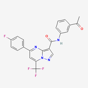 molecular formula C22H14F4N4O2 B4602264 N~3~-(3-ACETYLPHENYL)-5-(4-FLUOROPHENYL)-7-(TRIFLUOROMETHYL)PYRAZOLO[1,5-A]PYRIMIDINE-3-CARBOXAMIDE 