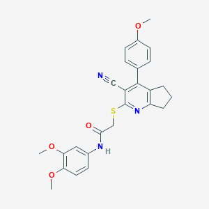 molecular formula C26H25N3O4S B460227 2-{[3-cyano-4-(4-methoxyphenyl)-6,7-dihydro-5H-cyclopenta[b]pyridin-2-yl]sulfanyl}-N-(3,4-dimethoxyphenyl)acetamide 