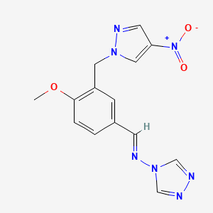 N-{4-methoxy-3-[(4-nitro-1H-pyrazol-1-yl)methyl]benzylidene}-4H-1,2,4-triazol-4-amine