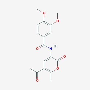 N-(5-acetyl-6-methyl-2-oxo-2H-pyran-3-yl)-3,4-dimethoxybenzamide