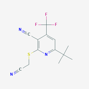 molecular formula C13H12F3N3S B4602356 6-Tert-butyl-2-(cyanomethylsulfanyl)-4-(trifluoromethyl)pyridine-3-carbonitrile 