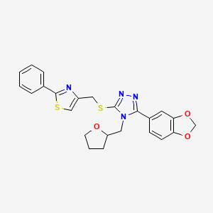 3-(1,3-benzodioxol-5-yl)-5-{[(2-phenyl-1,3-thiazol-4-yl)methyl]thio}-4-(tetrahydro-2-furanylmethyl)-4H-1,2,4-triazole