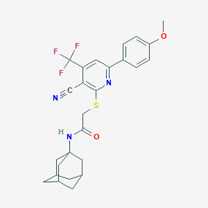 N-(1-adamantyl)-2-[3-cyano-6-(4-methoxyphenyl)-4-(trifluoromethyl)pyridin-2-yl]sulfanylacetamide