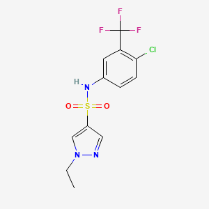 molecular formula C12H11ClF3N3O2S B4602390 N-[4-chloro-3-(trifluoromethyl)phenyl]-1-ethyl-1H-pyrazole-4-sulfonamide 