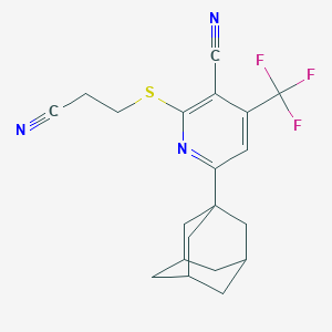 molecular formula C20H20F3N3S B460251 6-(1-Adamantyl)-2-[(2-cyanoethyl)sulfanyl]-4-(trifluoromethyl)nicotinonitrile CAS No. 625369-56-4