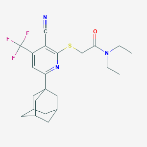 2-{[6-(1-adamantyl)-3-cyano-4-(trifluoromethyl)pyridin-2-yl]sulfanyl}-N,N-diethylacetamide