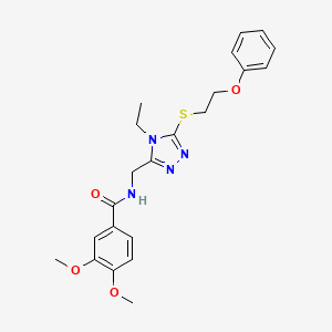 molecular formula C22H26N4O4S B4602553 N-({4-ethyl-5-[(2-phenoxyethyl)sulfanyl]-4H-1,2,4-triazol-3-yl}methyl)-3,4-dimethoxybenzamide 