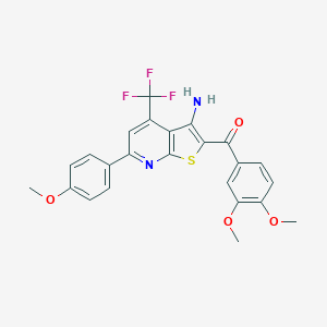 molecular formula C24H19F3N2O4S B460256 [3-Amino-6-(4-methoxyphenyl)-4-(trifluoromethyl)thieno[2,3-b]pyridin-2-yl]-(3,4-dimethoxyphenyl)methanone CAS No. 488811-69-4