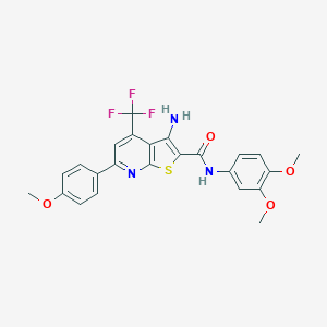 molecular formula C24H20F3N3O4S B460257 3-amino-N-(3,4-dimethoxyphenyl)-6-(4-methoxyphenyl)-4-(trifluoromethyl)thieno[2,3-b]pyridine-2-carboxamide CAS No. 487020-82-6