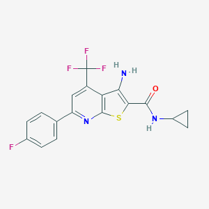 molecular formula C18H13F4N3OS B460261 3-amino-N-cyclopropyl-6-(4-fluorophenyl)-4-(trifluoromethyl)thieno[2,3-b]pyridine-2-carboxamide CAS No. 488796-80-1