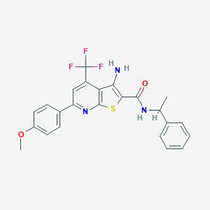 molecular formula C24H20F3N3O2S B460262 3-amino-6-(4-methoxyphenyl)-N-(1-phenylethyl)-4-(trifluoromethyl)thieno[2,3-b]pyridine-2-carboxamide CAS No. 500272-94-6
